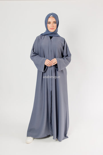 Plain Textured Open Abaya -  7 Colours