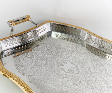 Golden/Silver Effect Polished footed Tray Style 1