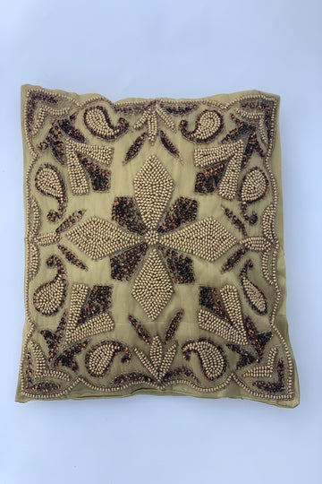 Gold Beaded Cushion Cover