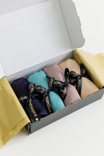 Premium Plain Silk Chiffon Hijab Gift Set (4a) - Sunset