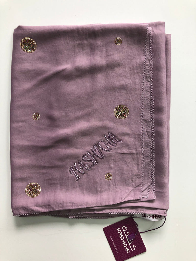 Kashkha 110cm Square Diamante Circle Accents Satin Feel Hijab