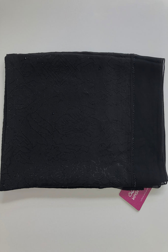 Kashkha Black Diamante Chiffon Long Hijab -  14 Pattern