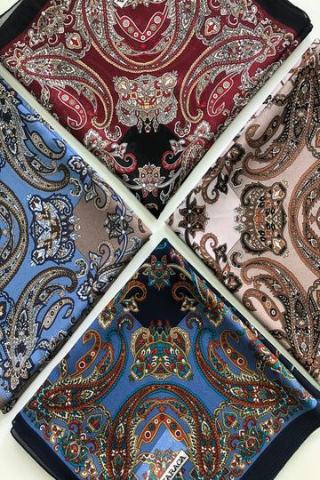 Premium Karaca Paisley Leaf 110cm Crepe Square Hijab