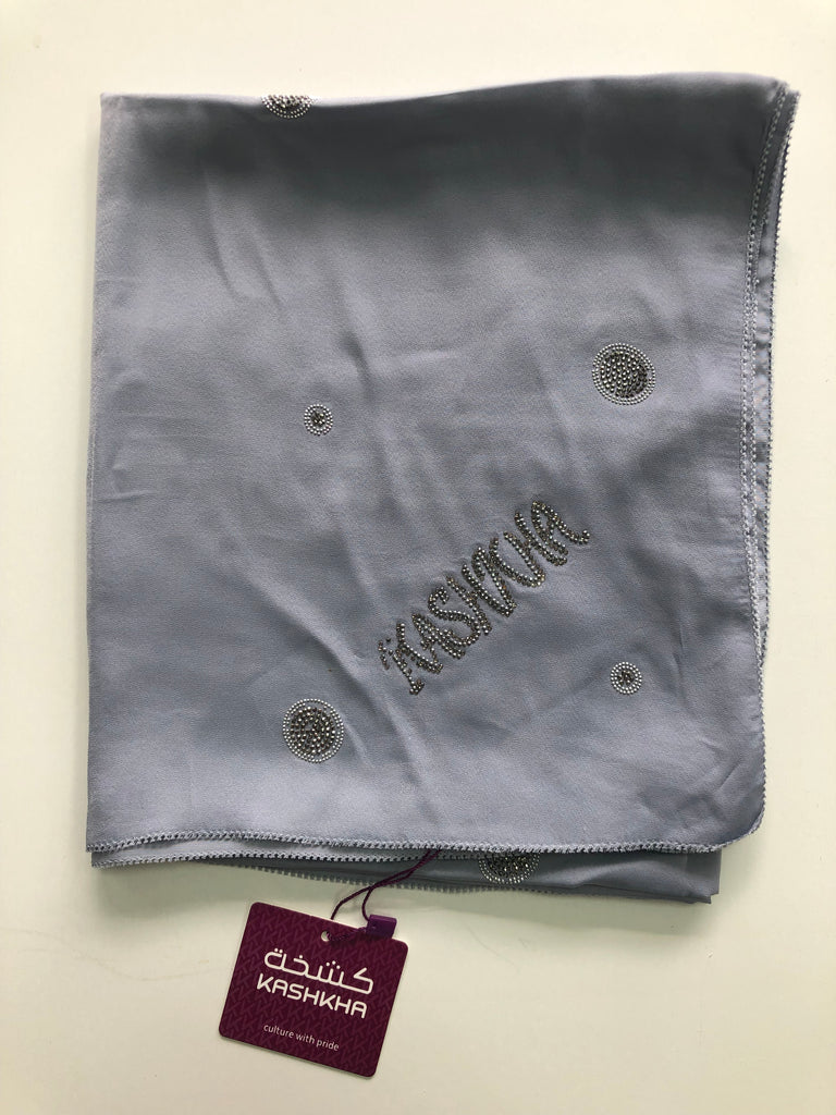 Kashkha 110cm Square Diamante Circle Accents Satin Feel Hijab