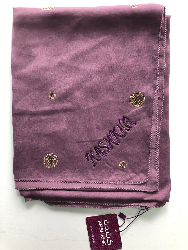 Kashkha 110cm Square Diamante Circle Accents Satin Feel Hijab