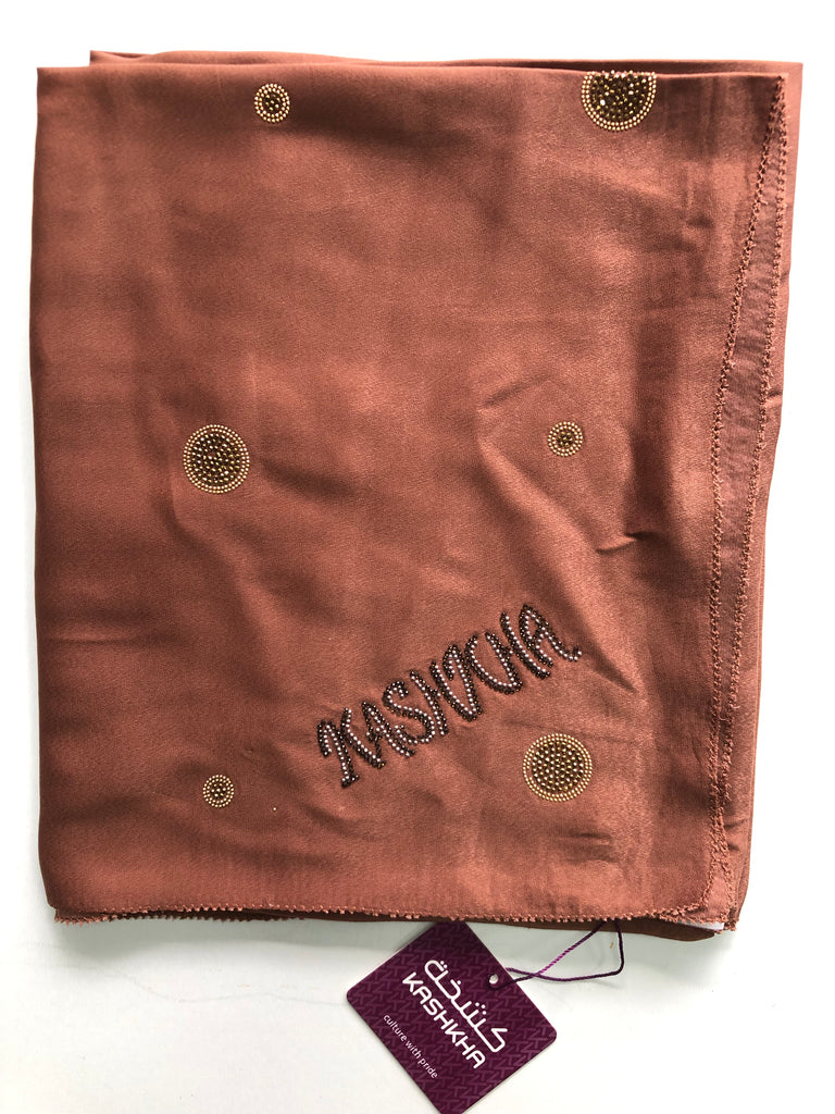 Kashkha 110cm Square Diamante Circle Accents Satin Feel Hijab