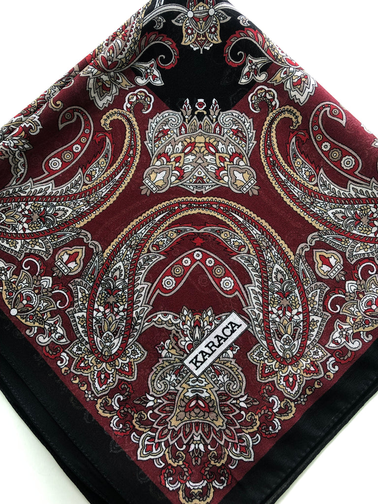 Premium Karaca Paisley Leaf 110cm Crepe Square Hijab