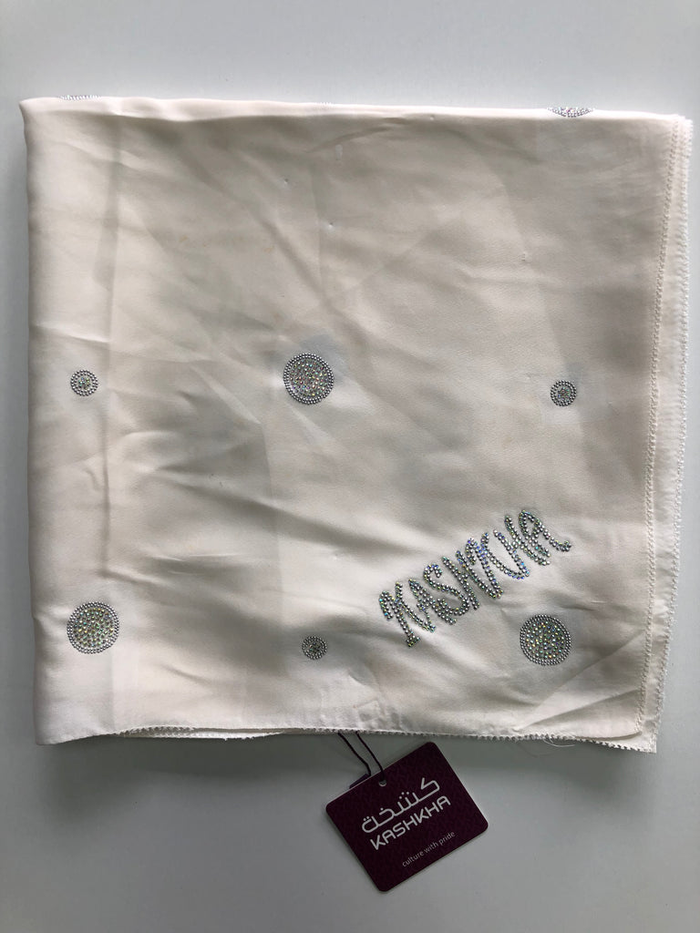 Kashkha 110cm Square Diamante Circle Accents Satin Feel Hijab