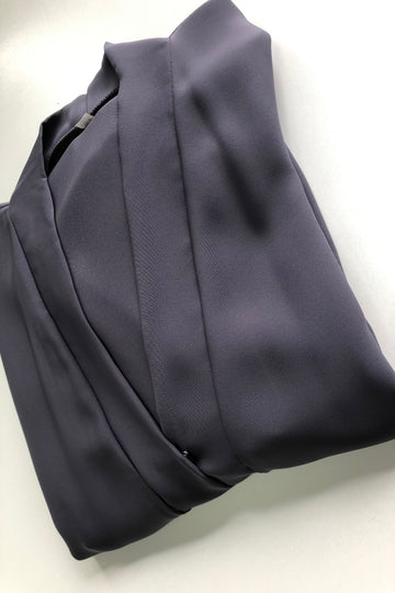 Dark Grey Premium Plain Open Abaya With Pocket (Wide Sleeves)