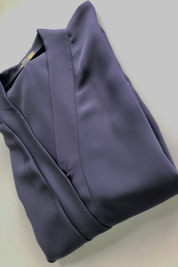 Pigeon Blue Premium Plain Open Abaya With Pocket (Wide Sleeves)