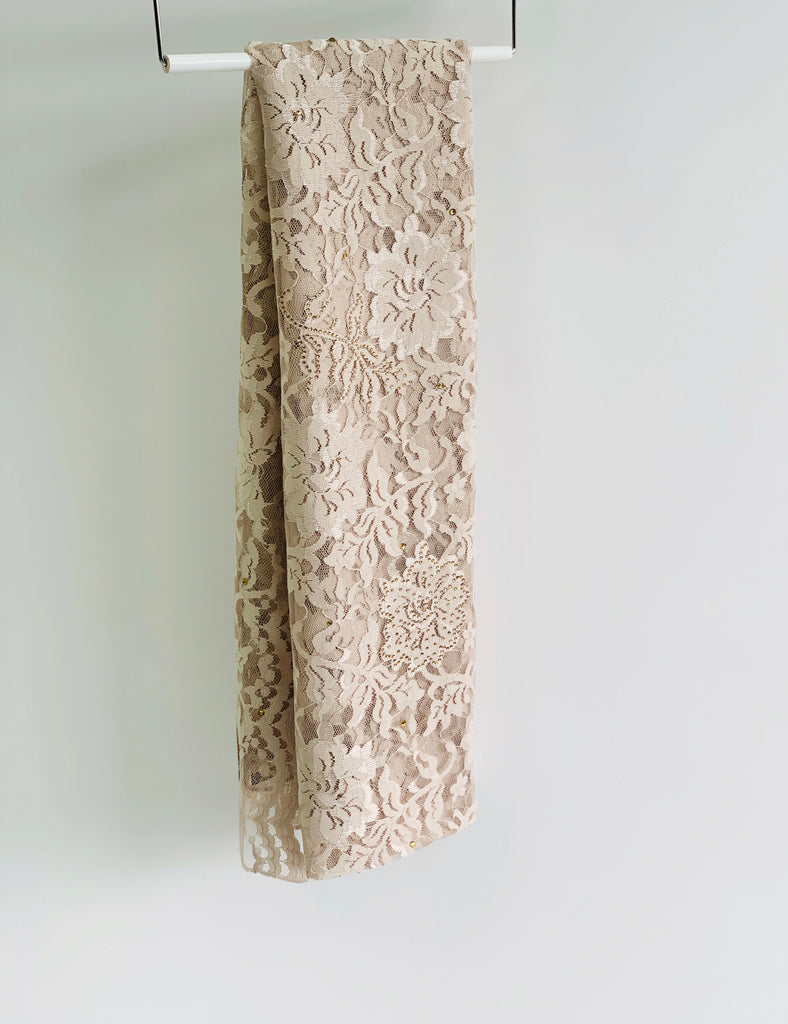 Sharif Lace Rose Pattern Diamante Hijab