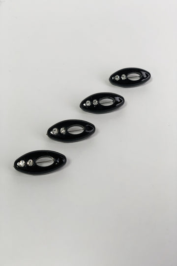 4 x Safety Pins Black Diamante