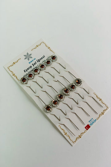 12 x Diamante Crystal Pins