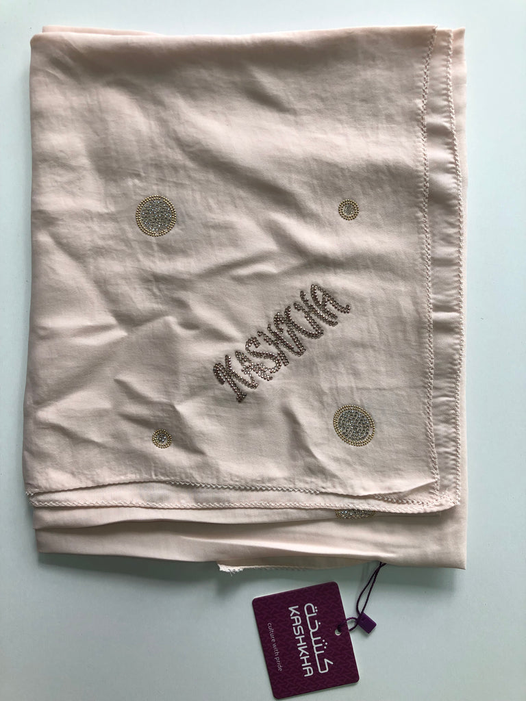 Kashkha 110cm Square Diamante Circle Accents Satin Feel Hijab