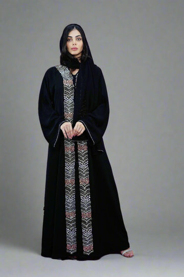 Luxury Front Embellished Open Abaya