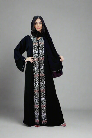 Luxury Front Embellished Open Abaya