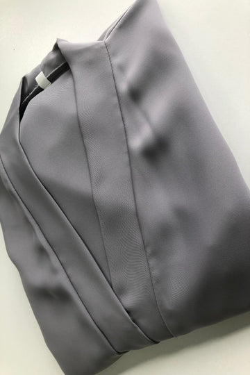 Grey Premium Plain Open Abaya With Pocket (Wide Sleeves)