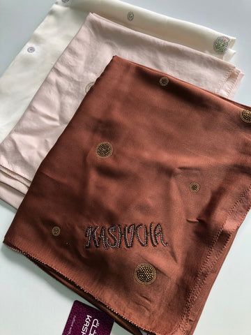 Kashkha 110cm Square Diamante Circle Accents Satin Feel Hijab