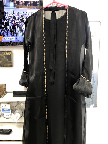 Children's Black Organza Abaya – 4-Piece