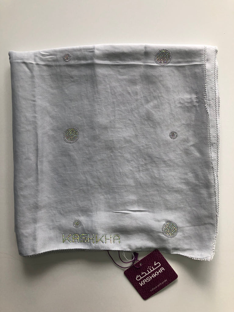 Kashkha 110cm Square Diamante Circle Accents Satin Feel Hijab