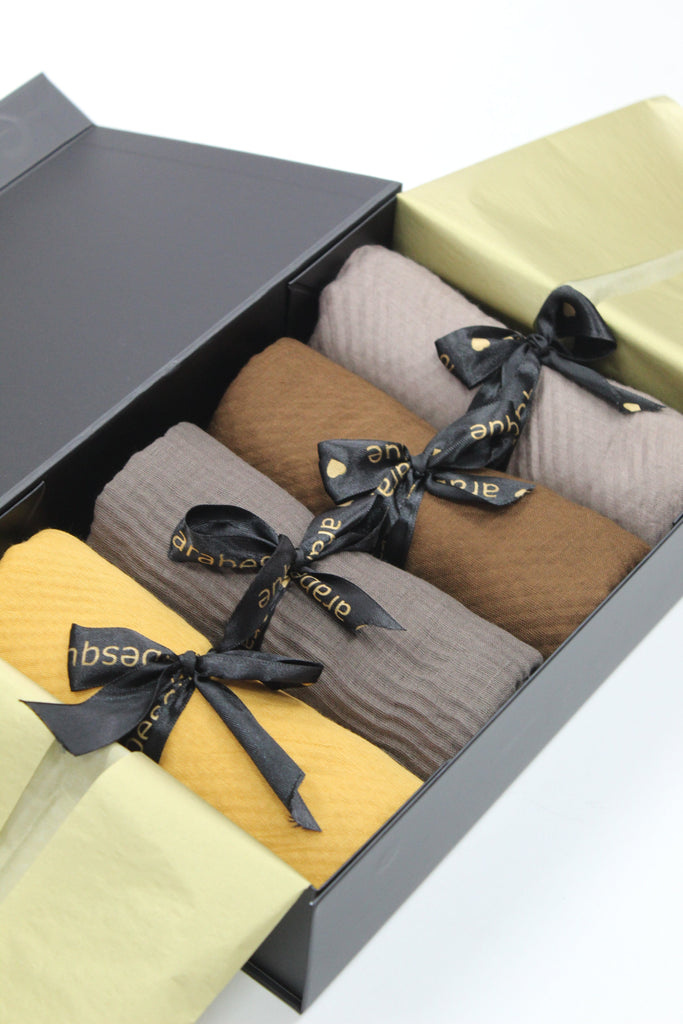Premium Viscose Pleated Hijab Gift Set (2b) - Dusk