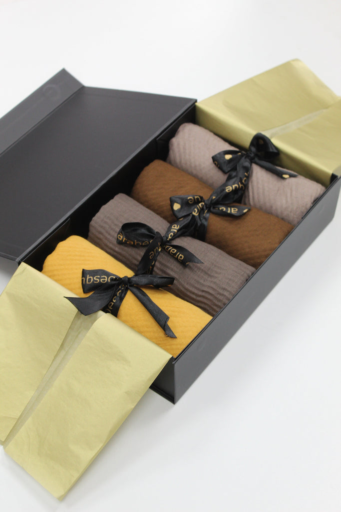 Premium Viscose Pleated Hijab Gift Set (2b) - Dusk