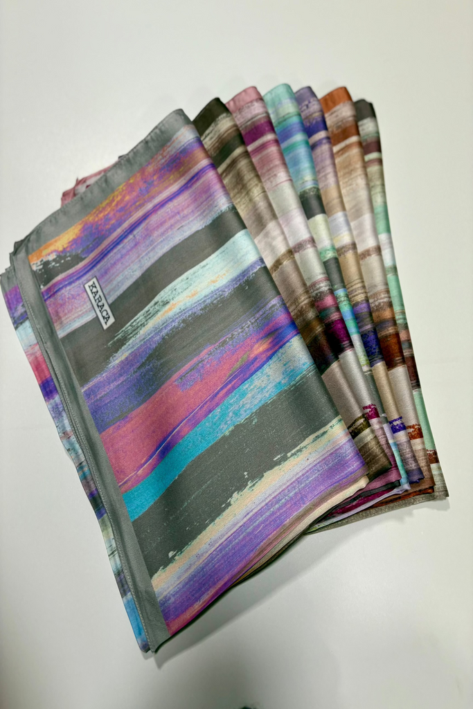 Premium Karaca Satin colourful Stripe  Long Hijab