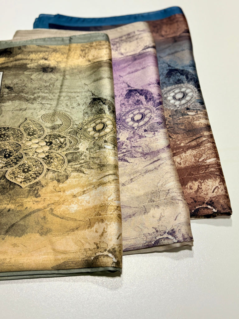 Premium Karaca Ornamental Floral Damask Satin Long Hijab