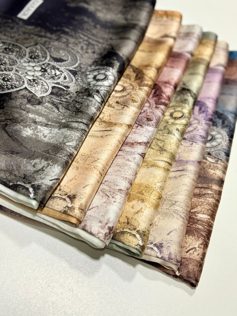 Premium Karaca Ornamental Floral Damask Satin Long Hijab