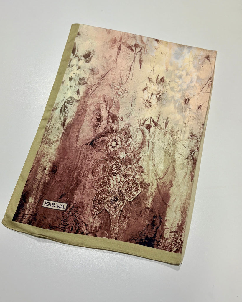 Premium Karaca Ornamental Floral Damask Satin Long Hijab