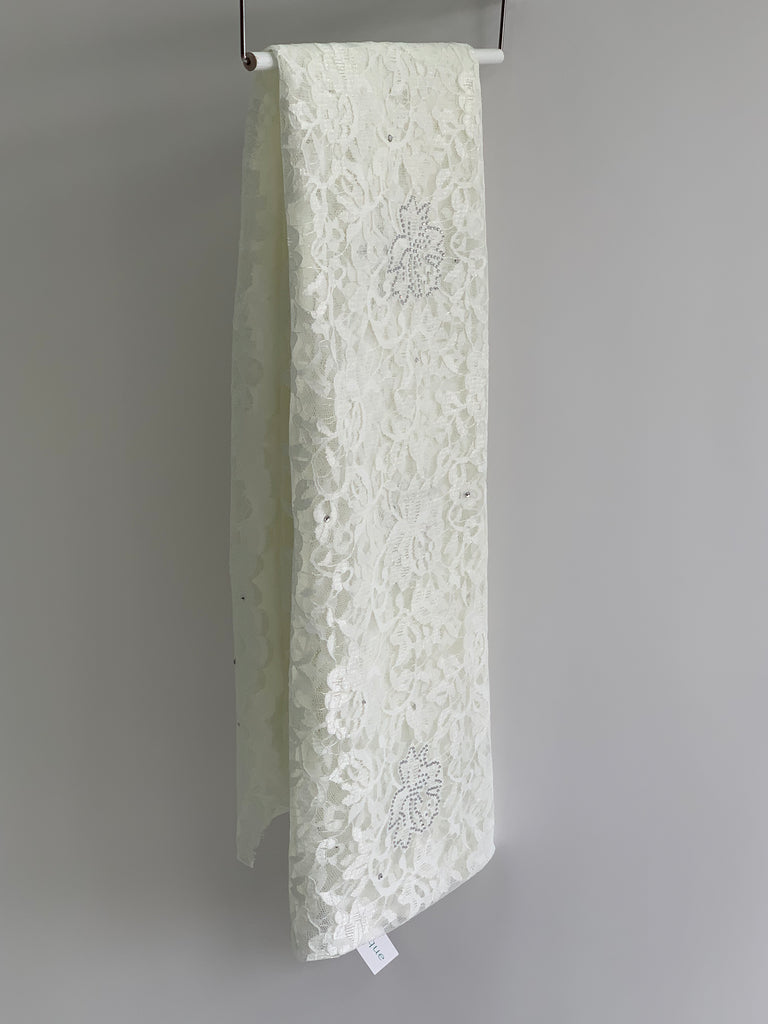 Sharif Lace Rose Pattern Diamante Hijab