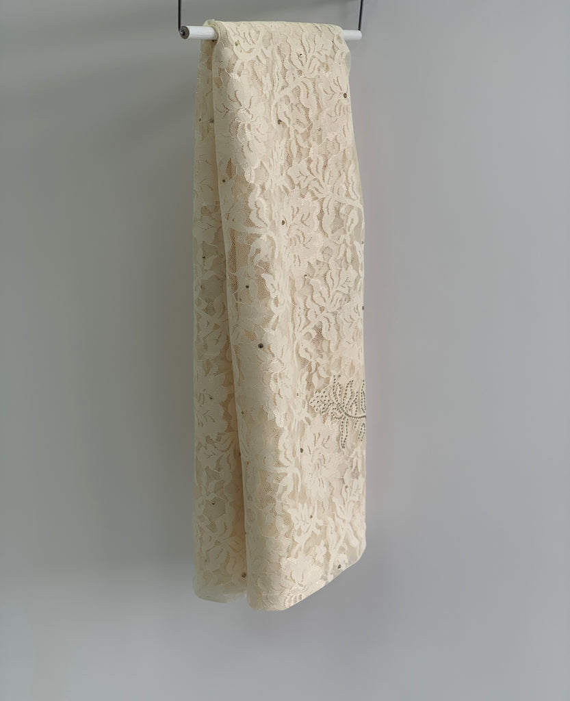 Sharif Lace Rose Pattern Diamante Hijab