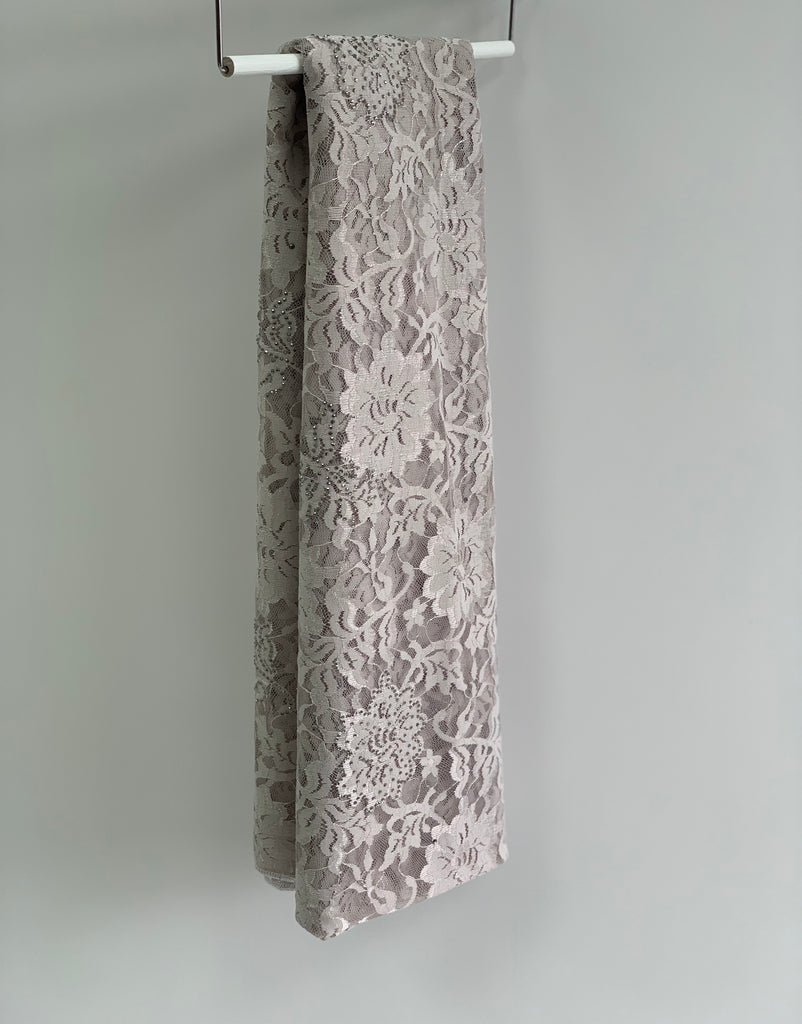 Sharif Lace Rose Pattern Diamante Hijab