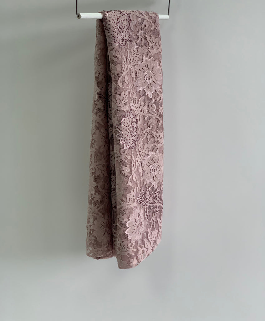 Sharif Lace Rose Pattern Diamante Hijab