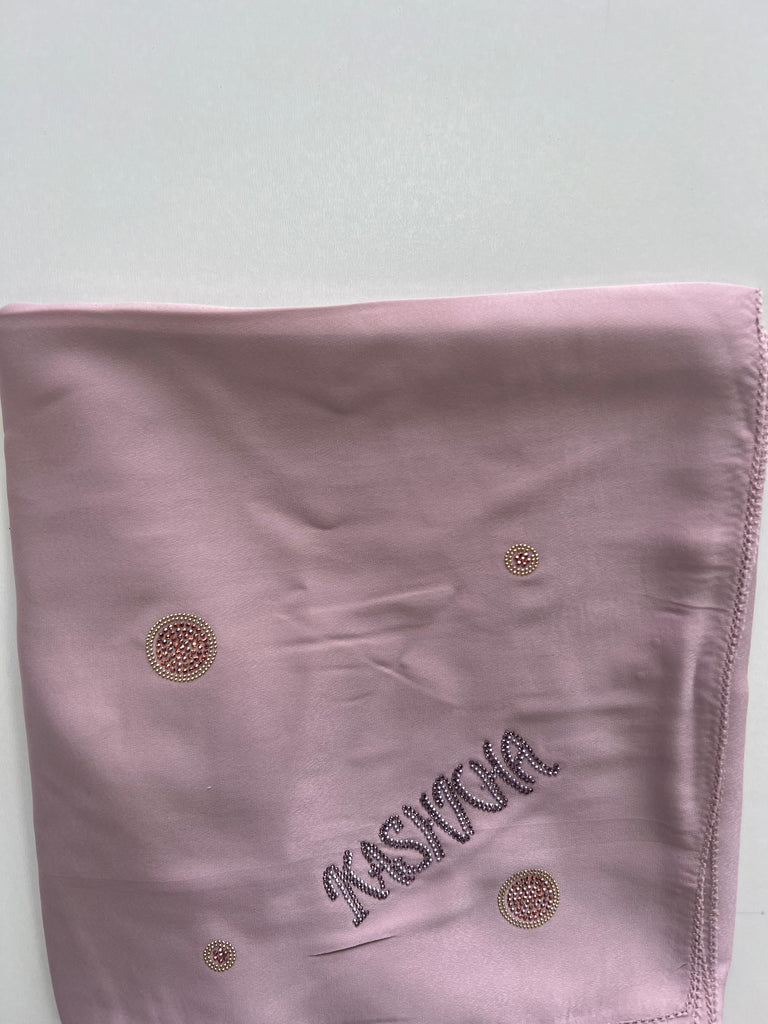Kashkha 110cm Square Diamante Circle Accents Satin Feel Hijab
