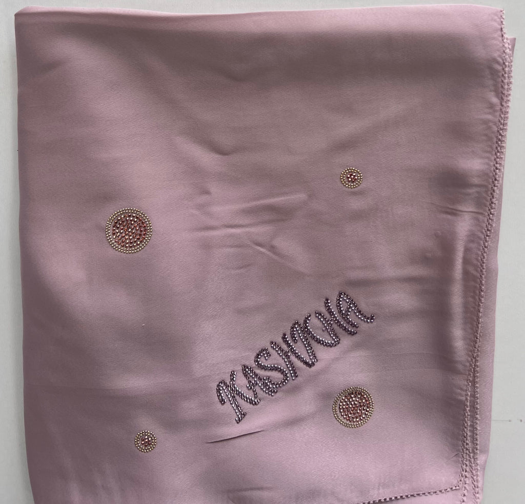 Kashkha 110cm Square Diamante Circle Accents Satin Feel Hijab