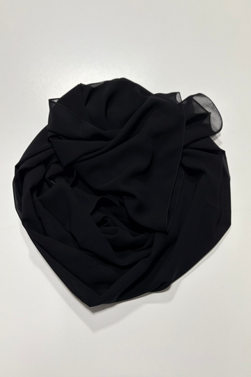 Luxury Black Chiffon Long Hijab - 70cm x 190cm