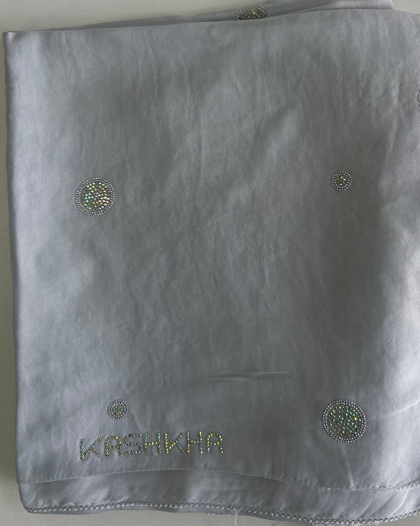 Kashkha 110cm Square Diamante Circle Accents Satin Feel Hijab