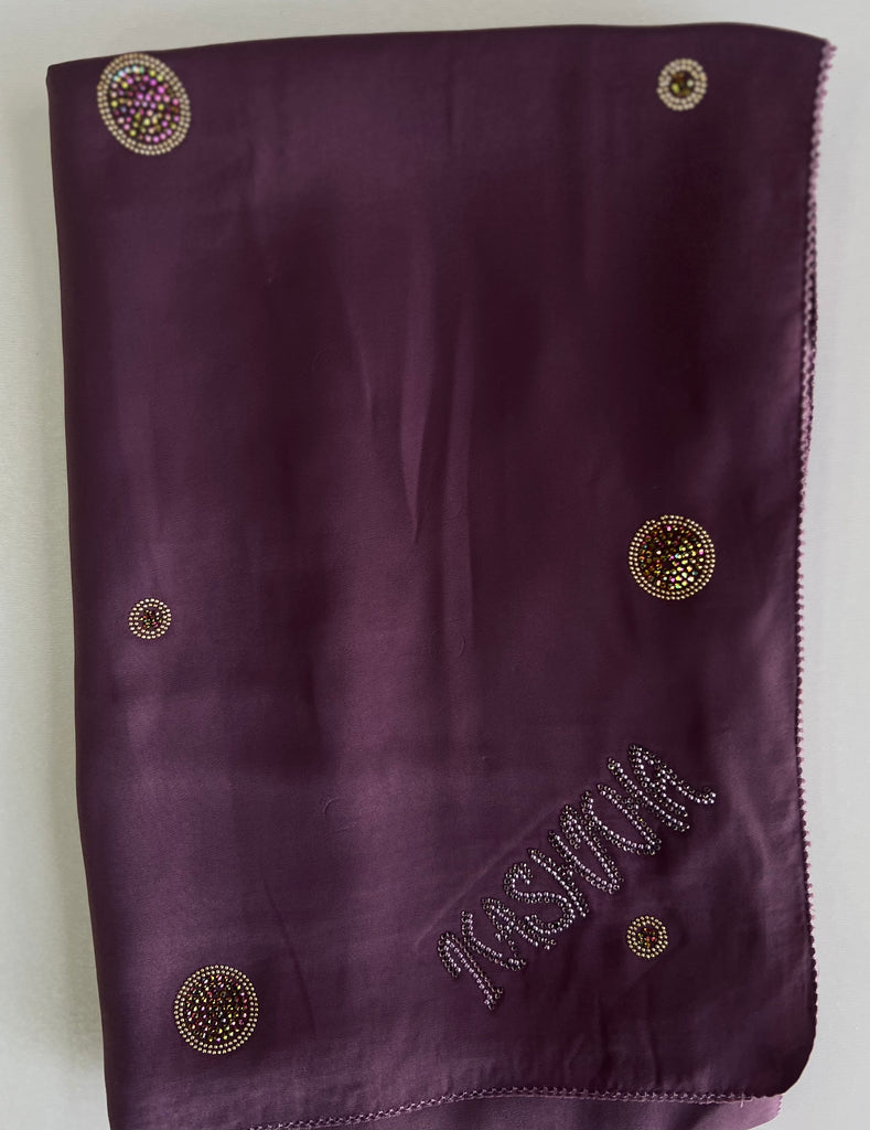 Kashkha 110cm Square Diamante Circle Accents Satin Feel Hijab