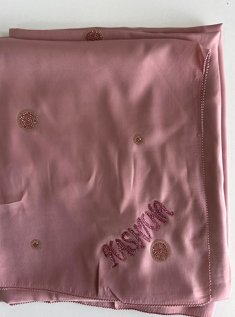 Kashkha 110cm Square Diamante Circle Accents Satin Feel Hijab