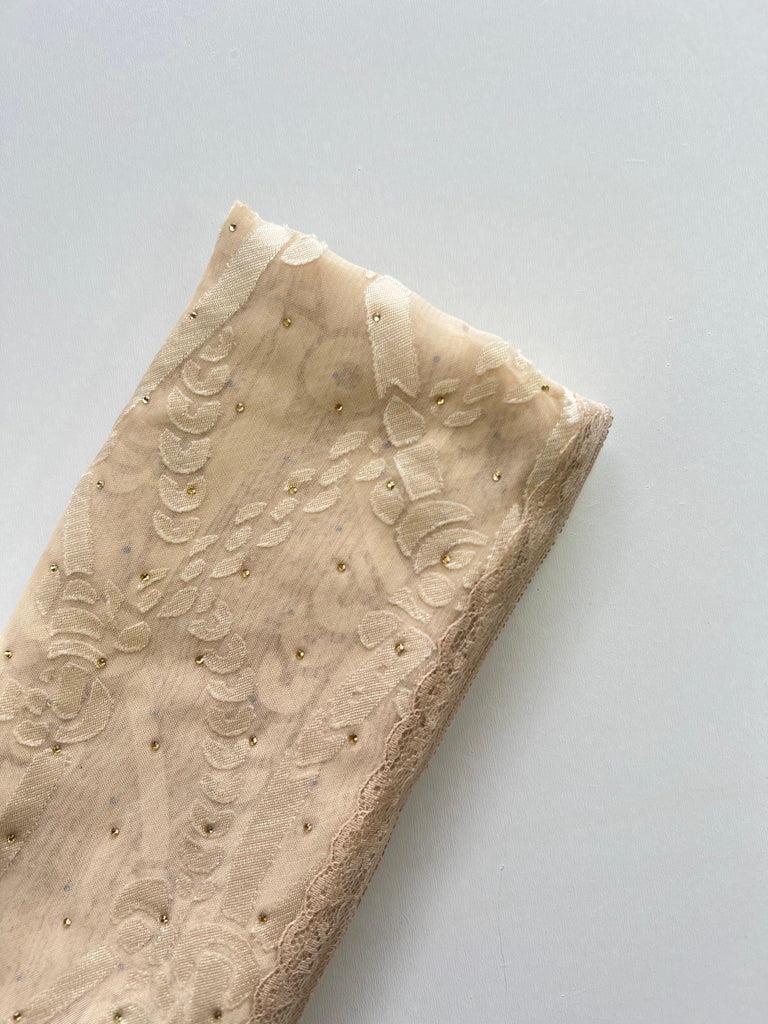 Kashkha Striped Lace Chain Chiffon Long Hijab