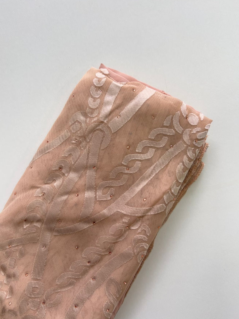 Kashkha Striped Lace Chain Chiffon Long Hijab