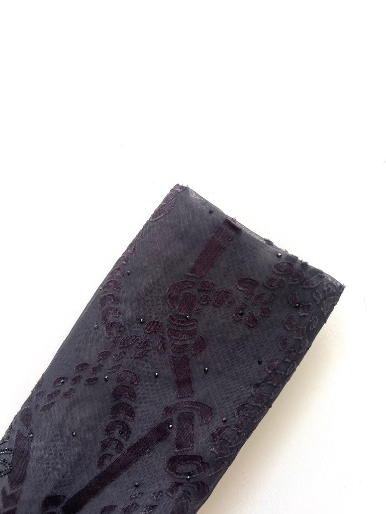 Kashkha Striped Lace Chain Chiffon Long Hijab