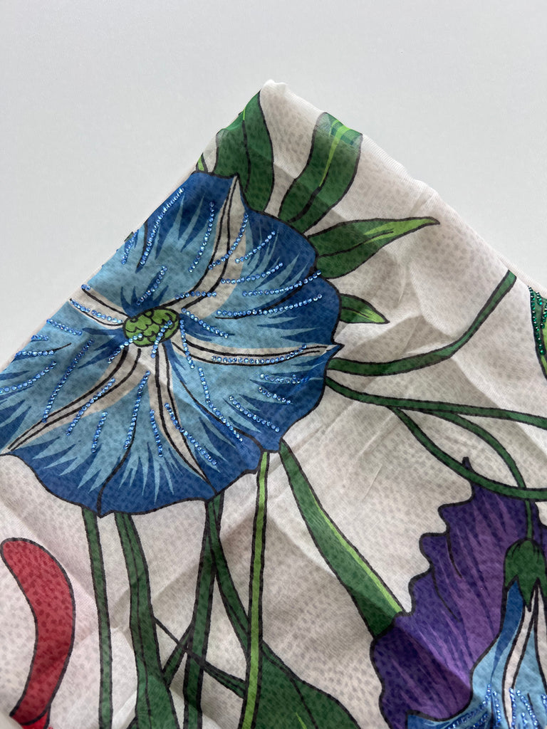 Kashkha 140cm Square Garden Diamante Chiffon Hijab -