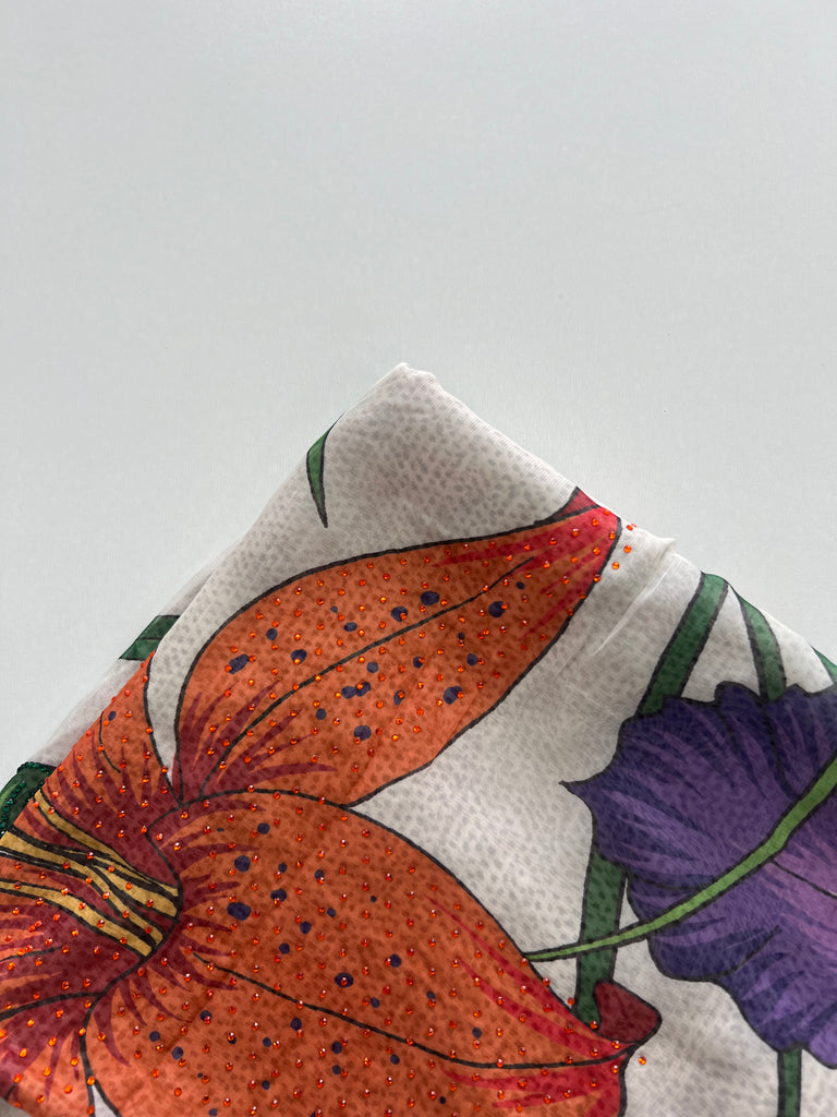 Kashkha 140cm Square Garden Diamante Chiffon Hijab -