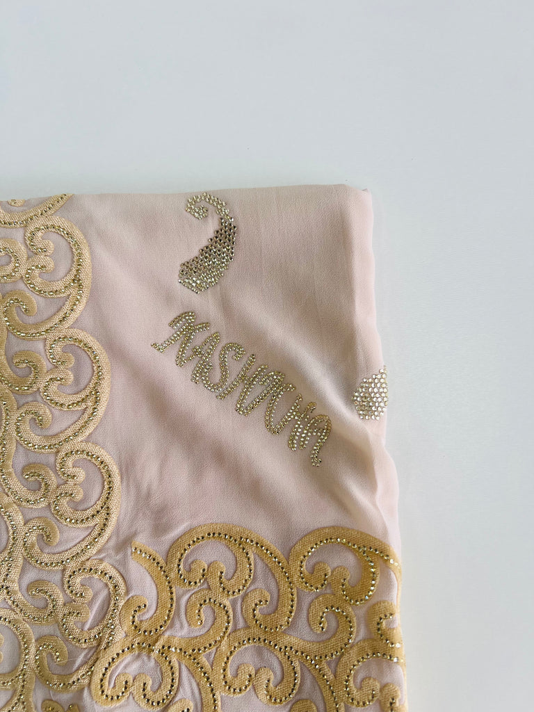 Kashkha 110cm Square Velvet Swirl Diamante Chiffon Hijab