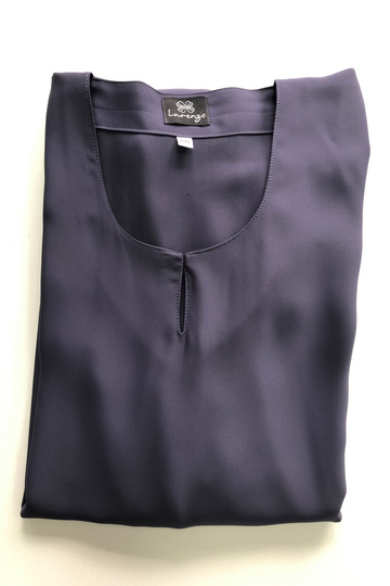 Pigeon Blue Premium Plain Closed Abaya With Pocket (Elastic Sleeves)