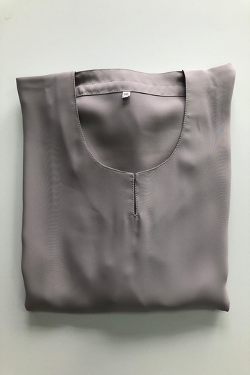 Stone Premium Plain Closed Abaya With Pocket (Elastic Sleeves)