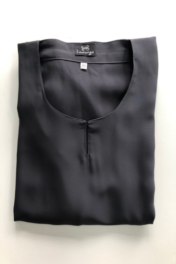 Dark Grey Premium Plain Closed Abaya With Pocket (Elastic Sleeves)