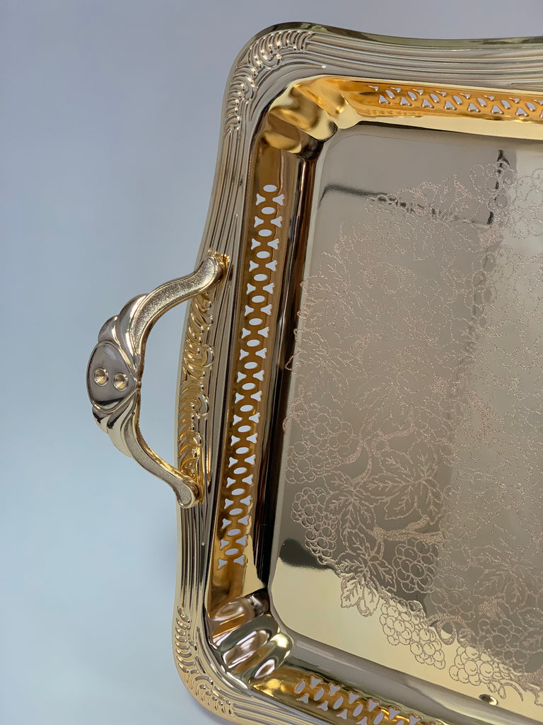 Rectangle Gold Effect Polished Serving Tray